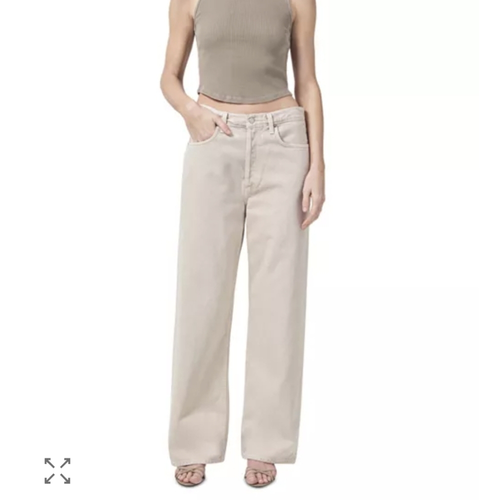 NWT Agolde Low Slung Baggy Wide Leg Cream Jeans sz 26